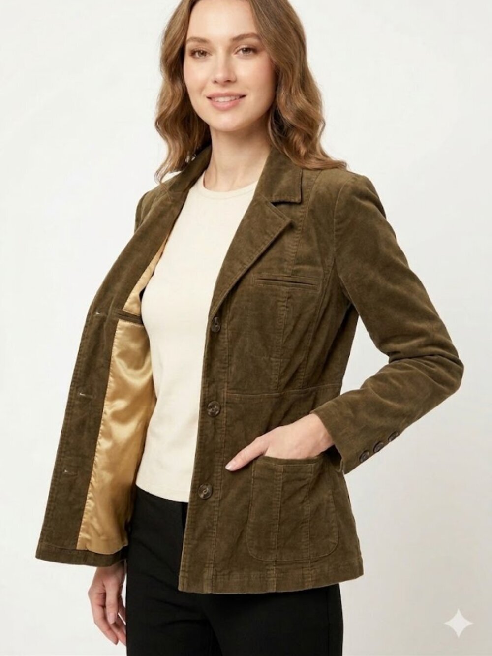 Vintage Lady Hathaway Brown Velvet Cotton Fitted Jacket Size XL